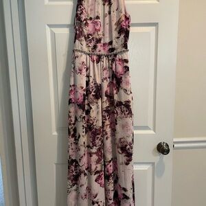 SLNY Floral Maxi Dress - Pink and Purple WITH POCKETS